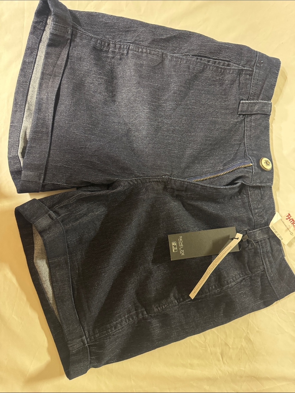 Rachel Zoe Navy Denim-Style Cuffed Shorts - Picture 4 of 15
